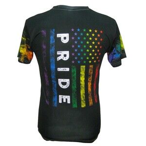 GAY PRIDE LGBTQ Men's Size Small Black Short Sleeve T-Shirt Graphic Rainbow Top
